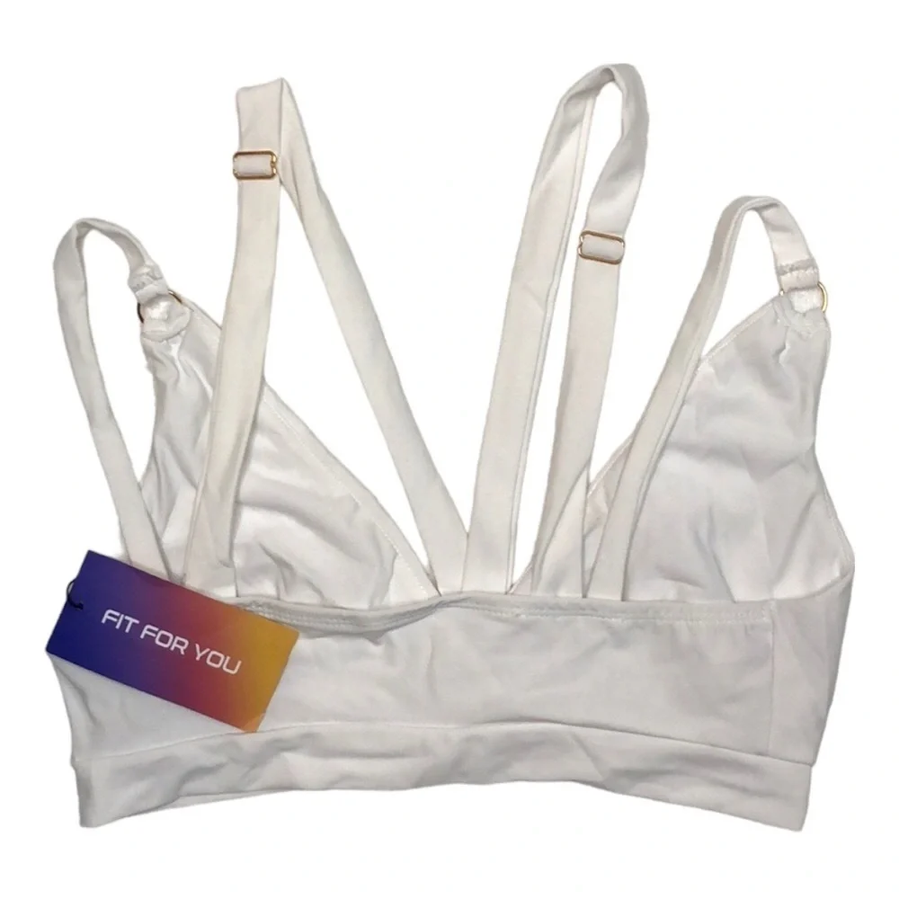 NWT - SHEIN - White Strappy Bikini Top - Size Small, US 4